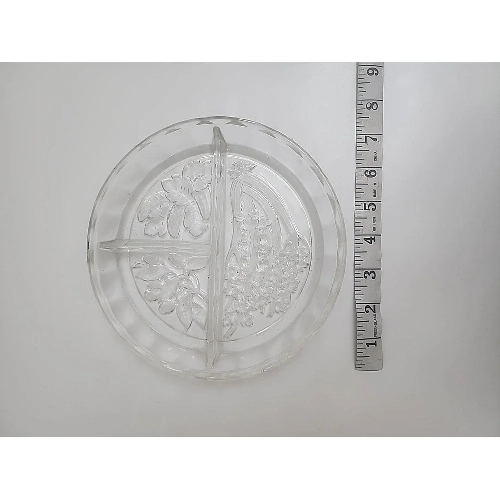 VINTAGE Indiana Glass INTAGLIO 3 Part Frosted Vegetable Relish TRAY Divided Dish